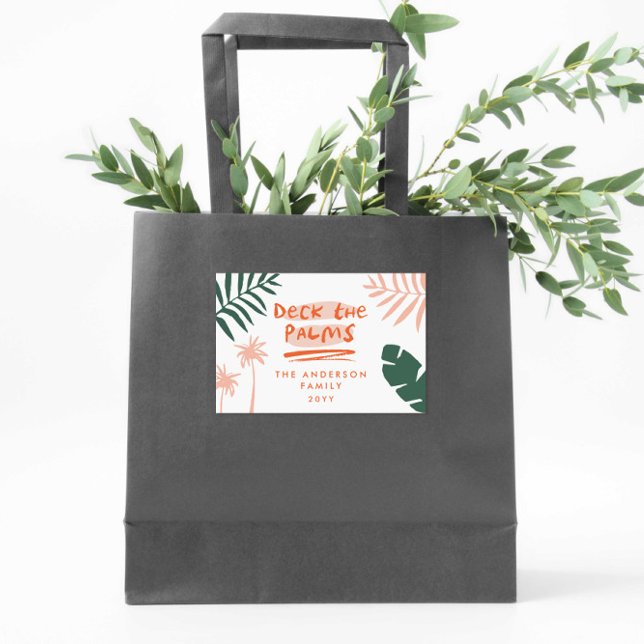 Adesivo Retangular deitar as palmas do natal tropical moderno (Criador carregado)