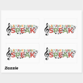 Adesivo Retangular Deixe A Música Falar, Notas Musicais