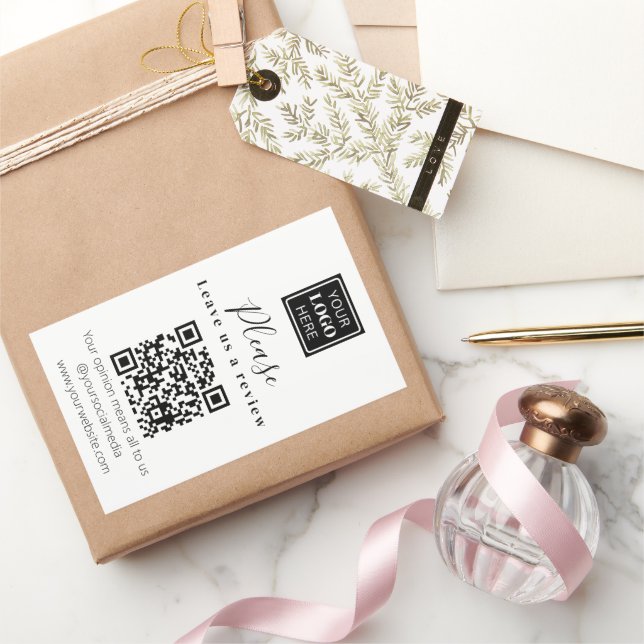 Adesivo Retangular Deixe-nos analisar o código QR de negócios (Presentear)