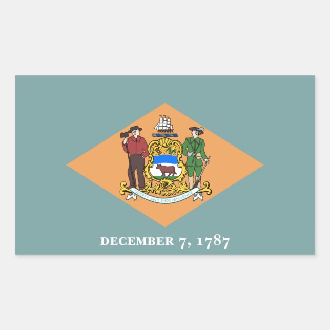 Adesivo Retangular Delaware A Bandeira do Estado Diamante dos EUA (Frente)