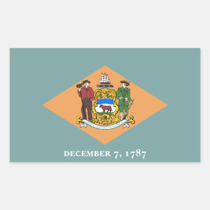 Adesivo Retangular Delaware O Diamante Bandeira do Estado dos EUA