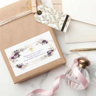 Adesivo Retangular Delicate Purple Pink Peony Flowers Holy Communion 