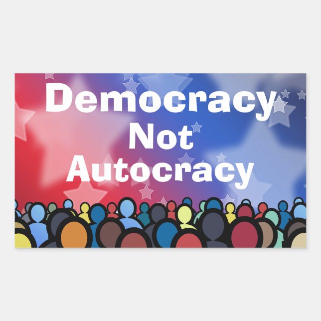 Adesivo Retangular Democracia Não Autocracia (Frente)