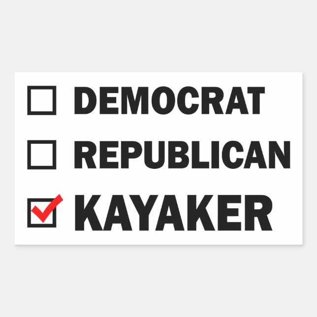 Adesivo Retangular Democrata Republicano Kayaker (Frente)