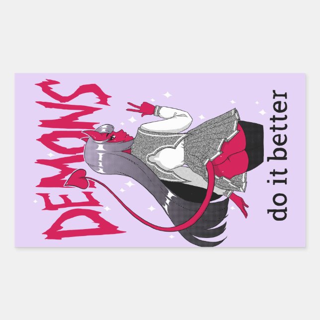 Adesivo Retangular demônios fazem melhor folha adesiva (Frente)