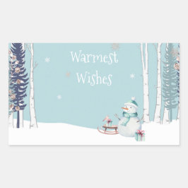 Adesivo Retangular Desejo mais calor de neve com neve de trenó