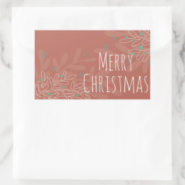 Adesivo Retangular desenho abstrato floral de Natal em vermelho vinho