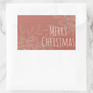 Adesivo Retangular desenho abstrato floral de Natal em vermelho vinho