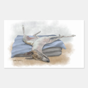 Adesivo Retangular Desenho Animado de Greyhound Cinza Dormindo Divert