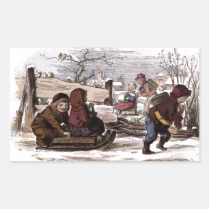 Adesivo Retangular Desenho da Vintagem: Leve na Neve