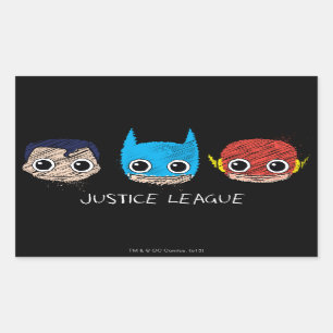 Adesivo Retangular Desenho dos Chefes da Mini Justice League