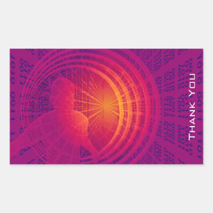 Adesivo Retangular Design abstrato de alta tecnologia de código binár