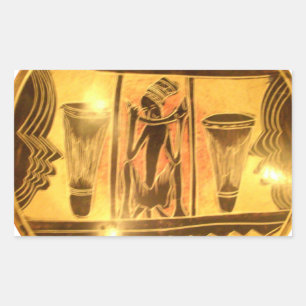 Adesivo Retangular Design de Arte Étnica da África ouro