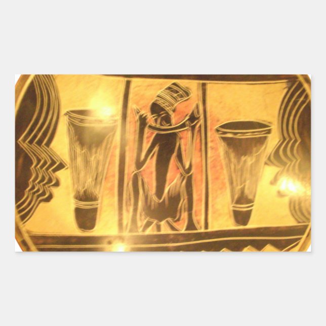 Adesivo Retangular Design de Arte Étnica da África ouro (Frente)