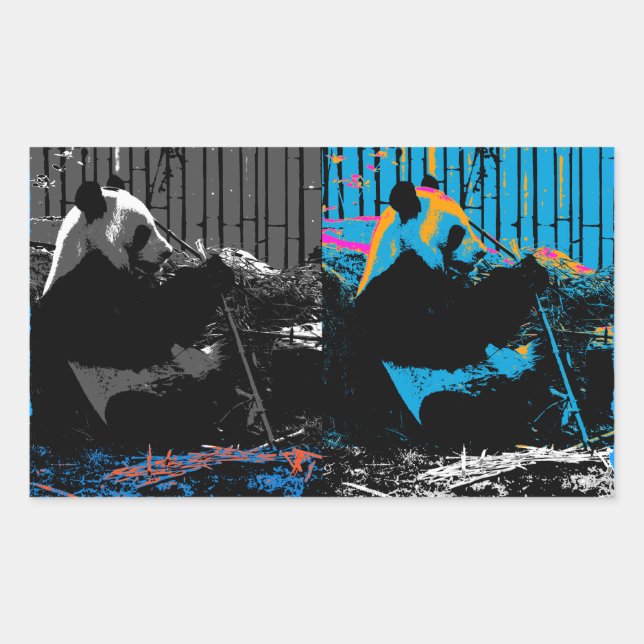 Adesivo Retangular Design de Arte Moderna com Urso Panda (Frente)