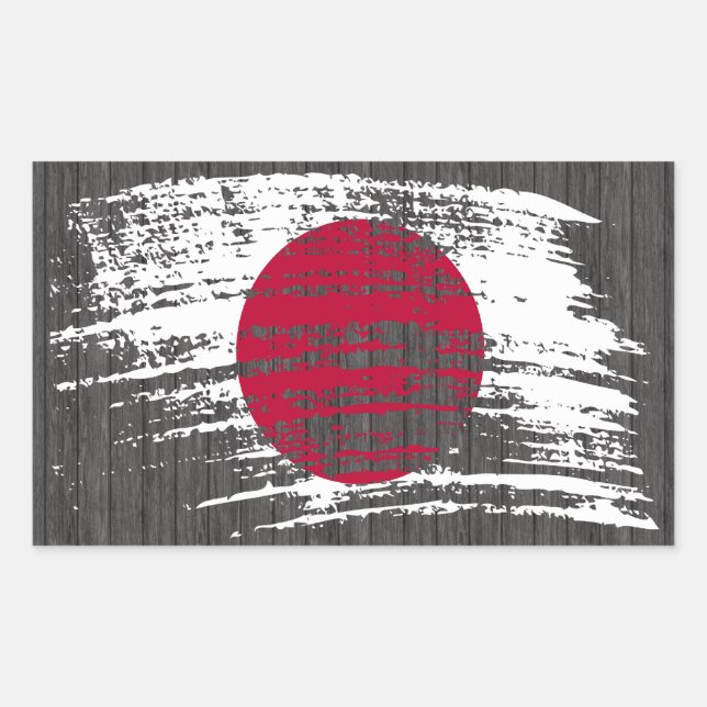 Adesivo Retangular design de bandeira japonesa legal (Frente)