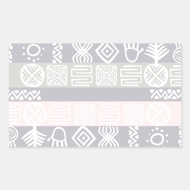 Adesivo Retangular Design de Boho Africano Étnico (Frente)