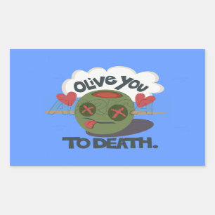 Adesivo Retangular Design De Carinha Engraçado "Olive My Heart"