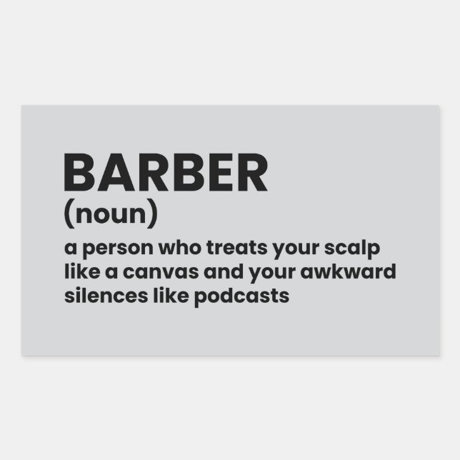 Adesivo Retangular Design de Definição de Barber Witty (Frente)