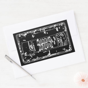 Adesivo Retangular Design de Fita VHS de Filmes de Terror Retrô
