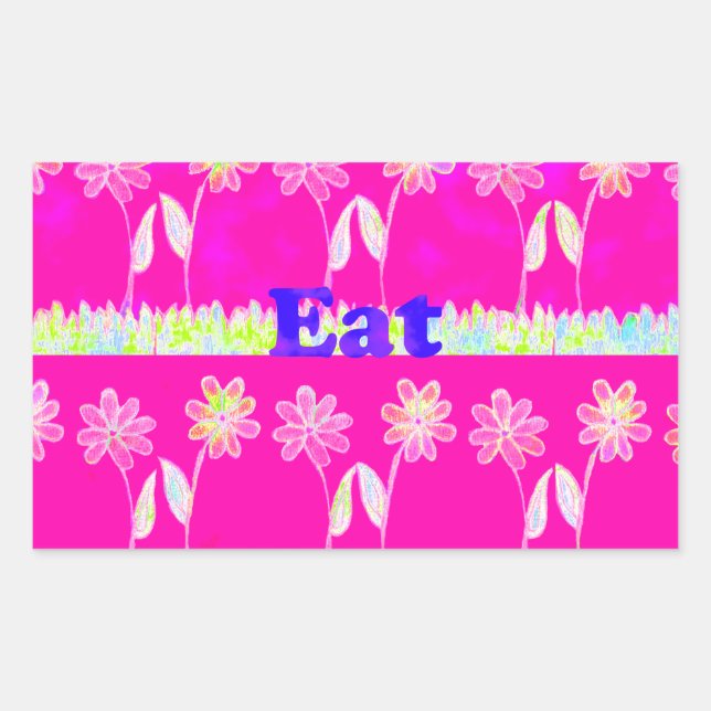 Adesivo Retangular Design de Flor de Reprodução de Amor Inspiracional (Frente)