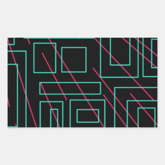 Adesivo Retangular design de fundo preto (Frente)