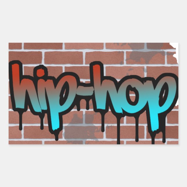 Adesivo Retangular design de grafite hip hop (Frente)