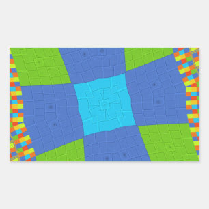 Adesivo Retangular Design de Impressão de Arte Ciana Azul Belo e Belo