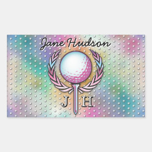 Adesivo Retangular Design de Monograma Personalizado para Golfista Mu
