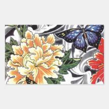 Design de Peony Amarelo e de Tatuagem de Borboleta