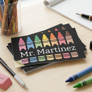 Adesivo Retangular Design de Sala de Aula com Nome de Professor e Giz