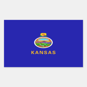 Adesivo Retangular Design de Sinalizador do Estado do Kansas