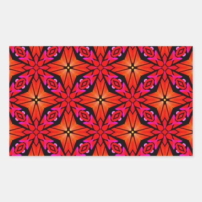Adesivo Retangular Design de Starburst Vermelho (Frente)