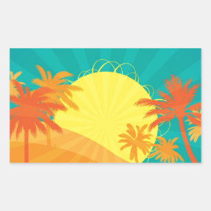Adesivo Retangular design de surf tropical de Sunset Beach