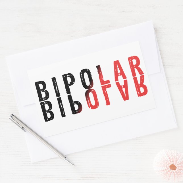 Adesivo Retangular Design de texto bipolar (Envelope)