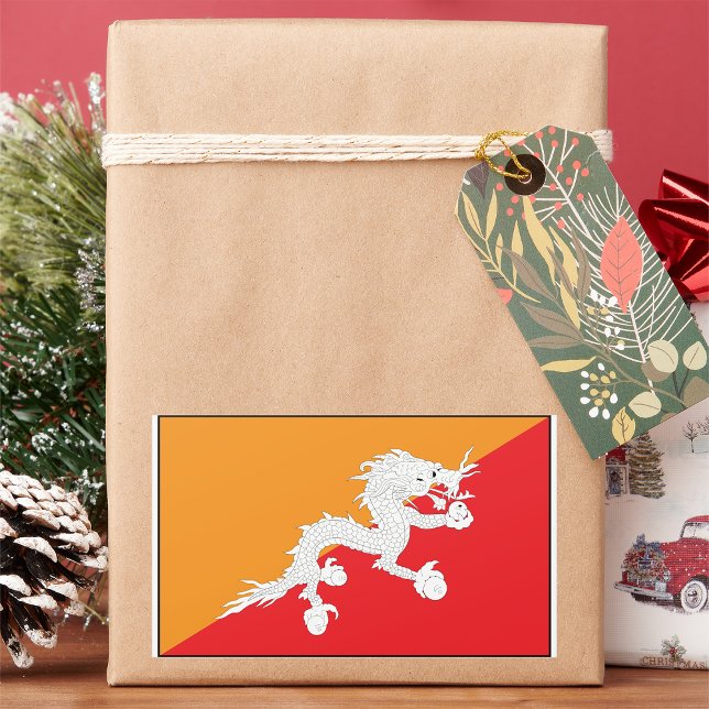 Adesivo Retangular Design do Butão com Dragão Branco (Criador carregado)