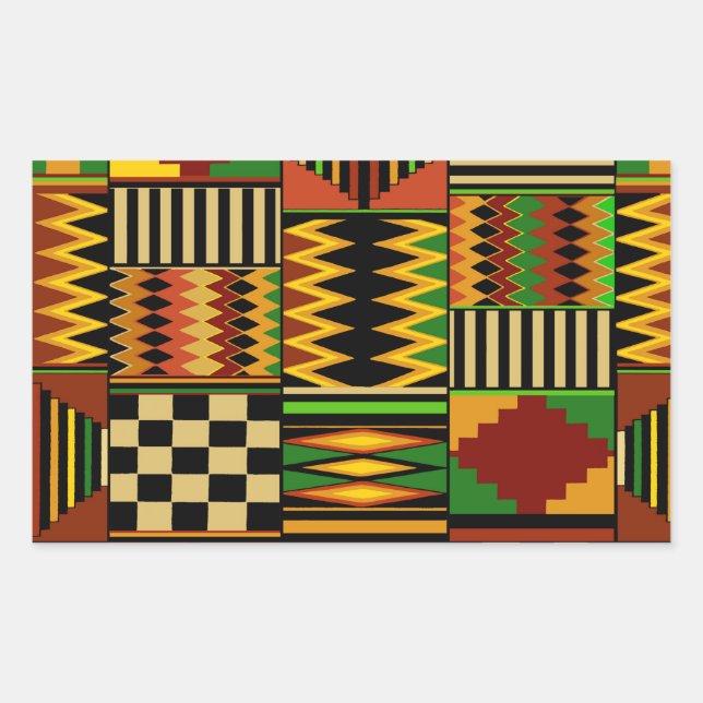 Adesivo Retangular Design do Royal Kente Cloth Africano (Frente)