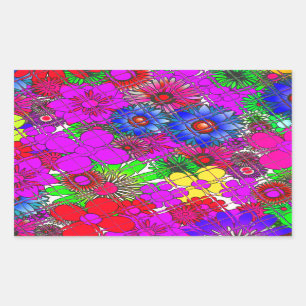 Adesivo Retangular Design floral surpreendente colorido bonito a do