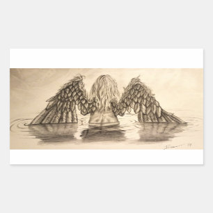 Adesivo Retangular Design pequeno perdido do desenho do anjo