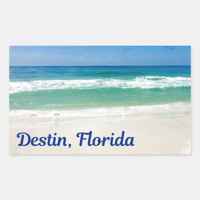Adesivo Retangular Destin Florida Blue Beach (Frente)