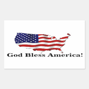 Adesivo Retangular Deus abençoe America United States Flag Sticker