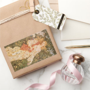 Adesivo Retangular Deusa de Blossoms e Flores, Flora por Morgan