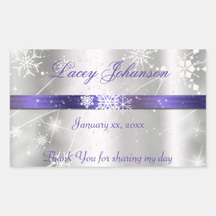 Adesivo Retangular Dezesseis, Prata e Garrafa de Água/Vinho Púrpura