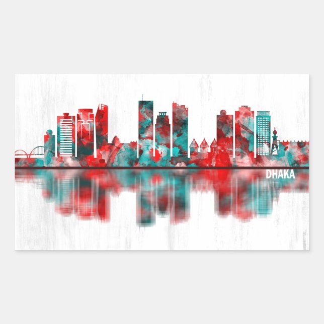 Adesivo Retangular Dhaka Bangladesh Skyline (Frente)