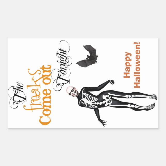 Adesivo Retangular Dia das Bruxas do Skeleton Zombie (Frente)