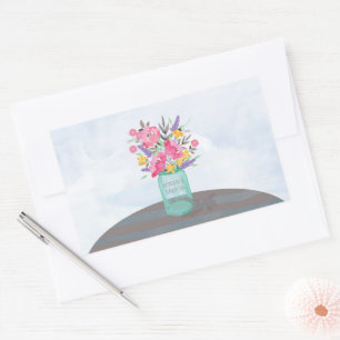 Adesivo Retangular Dia de as mães Filha Mason Jar Vase