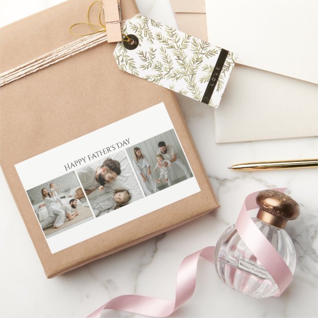 Adesivo Retangular Dia de os pais Photo Sticker - Personalizar 3 Foto (Presentear)