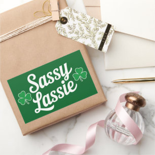 Adesivo Retangular Dia de São Patrício Sassy Lassie Engraçado Irlandê