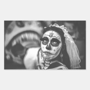 ADESIVO RETANGULAR DIA DO MORTO RETANGLE STICKER HALLOWEEN