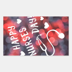 Adesivo Retangular dia feliz das enfermeiras